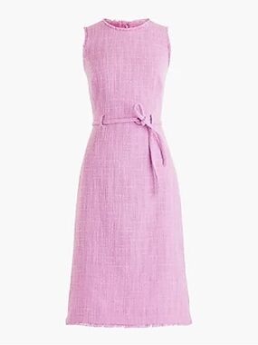 Jcrew Midi Sheath Dress in Textured Tweed, Pink size 8